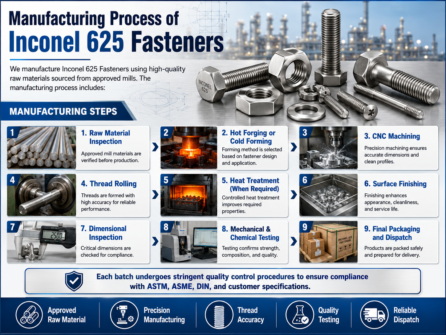 Manufacturing Process of Inconel 625 Fasteners