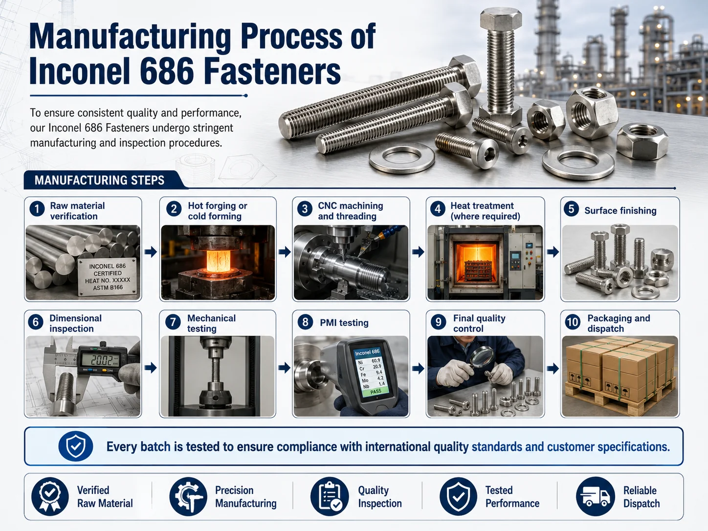 Manufacturing Process of Inconel 686 Fasteners