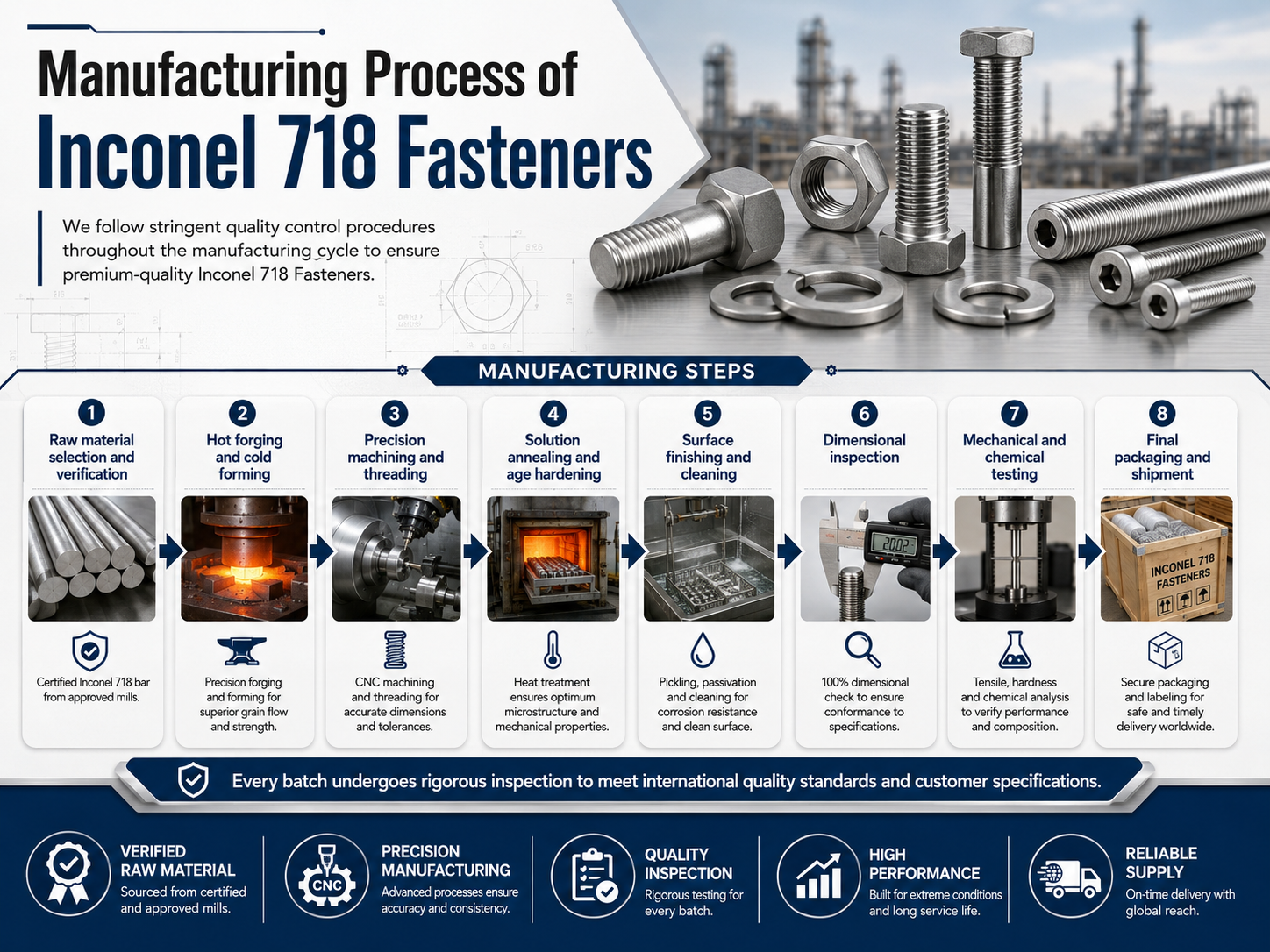 Manufacturing Process of Inconel 718 Fasteners