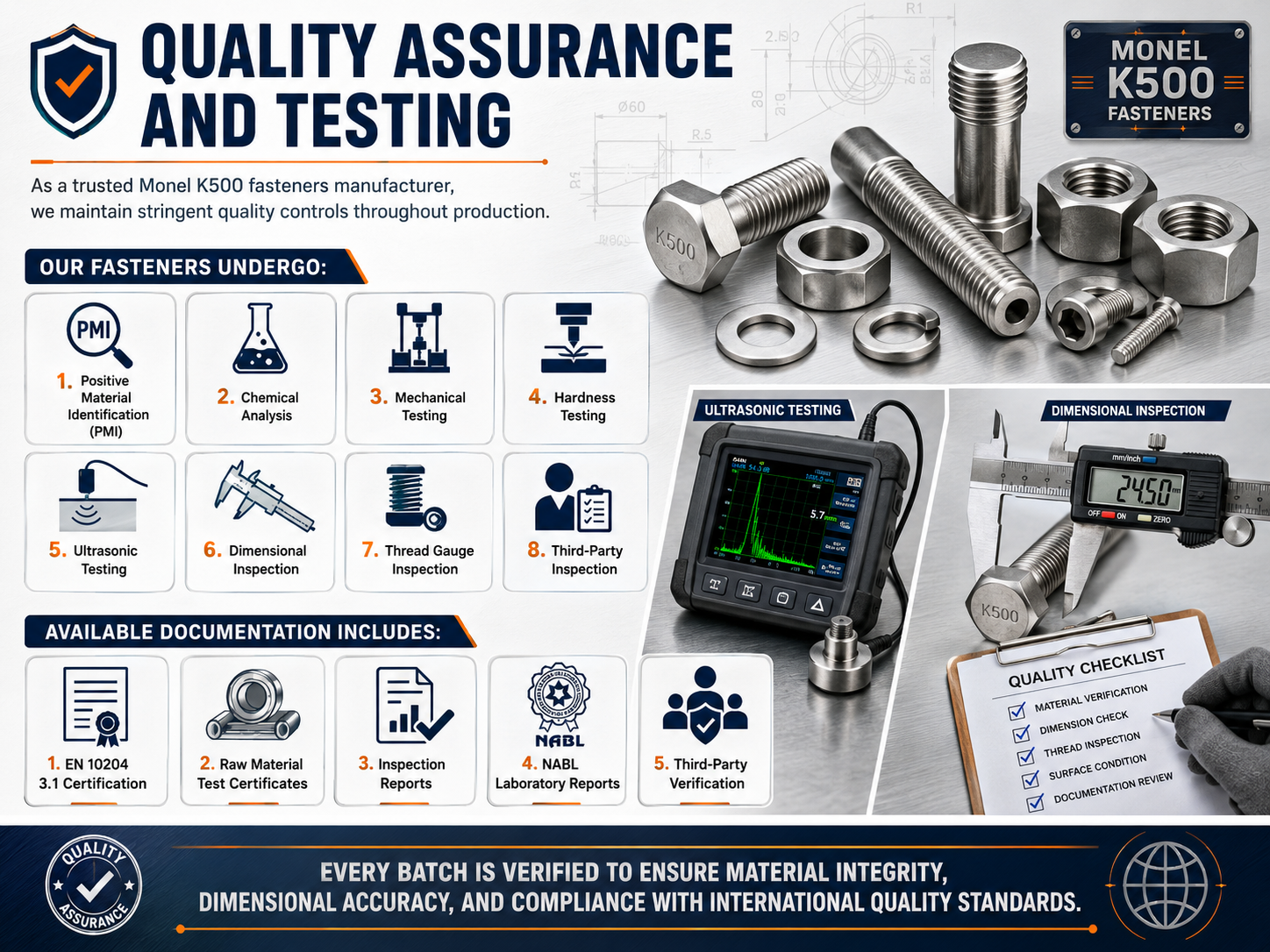 Quality Assurance and Testing of Monel K500 Fasteners